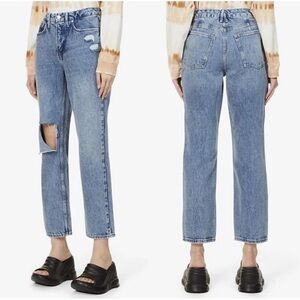 NWOT Good American 90s Duster Jeans Size 16 | High Rise Straight Leg Distressed